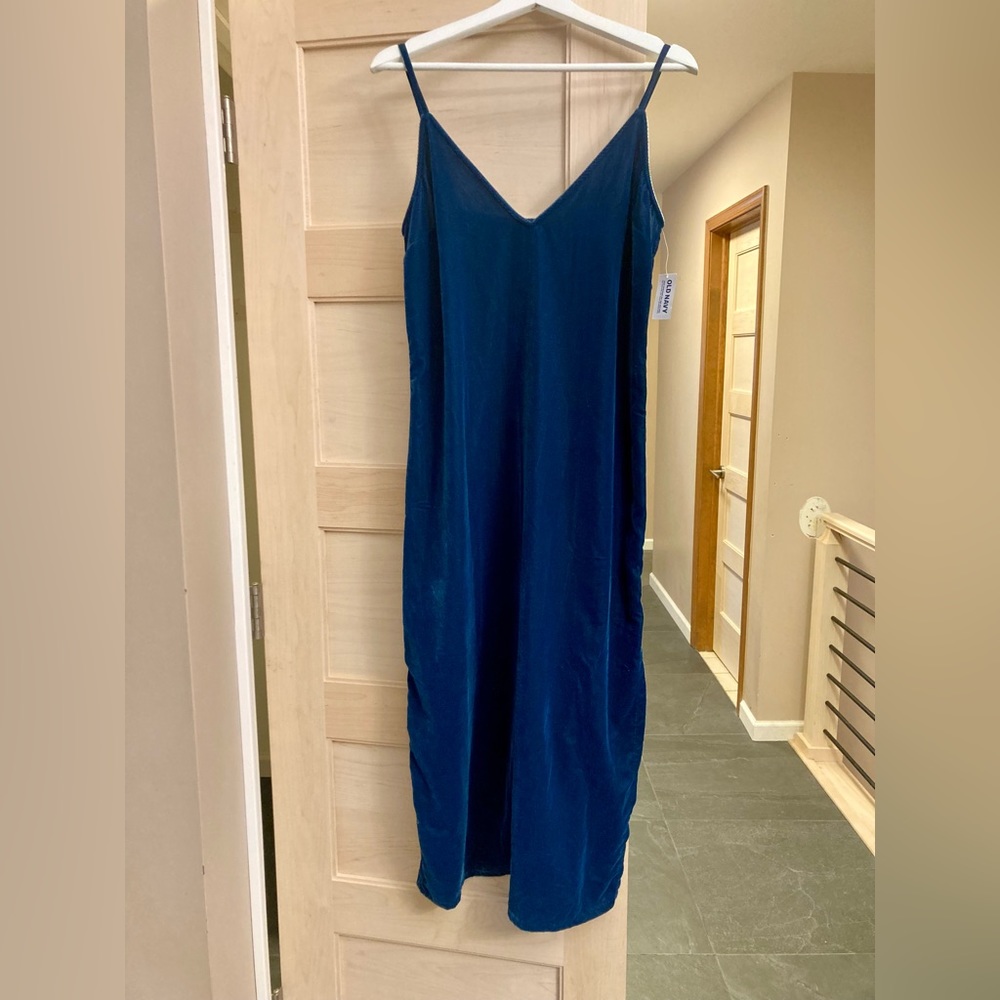 Old Navy - Royal Blue Velvet midi dress - SZ M - NWT